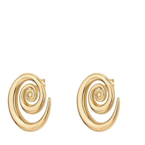 Jewelry - 14k Gold Plated Swirl Trending Earrings Silver Posts